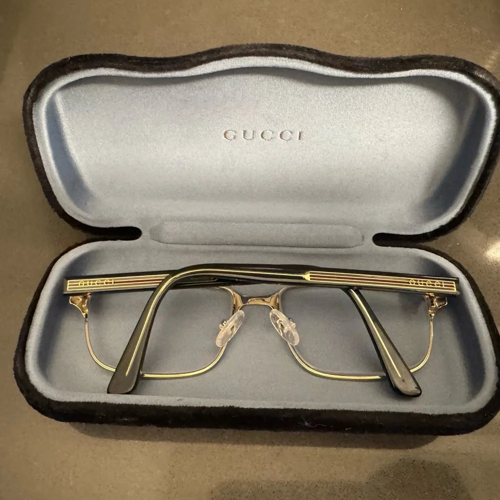 Gucci GG0383O Black/Gold/Green/Red Rectangle Eyeglasses Frames 58-17-145 Men’s